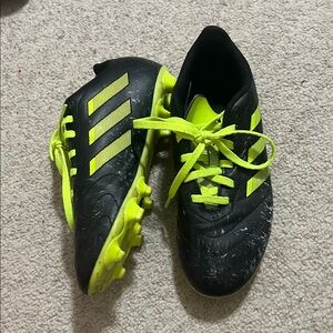 Adidas Kids Black and Neon Yellow soccer cleats